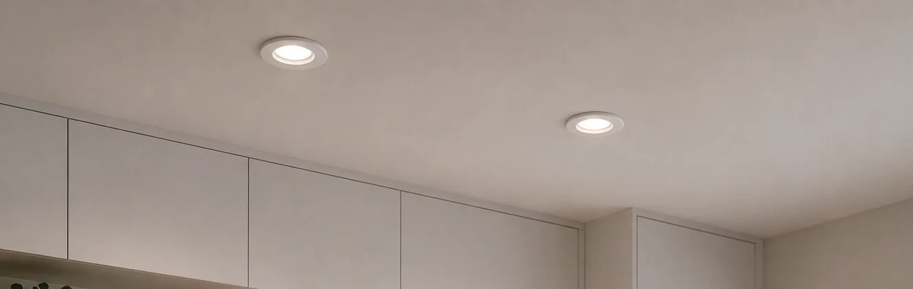 Straight Round Downlight White L/Holder & LED GU10 5W 6500K, view 2