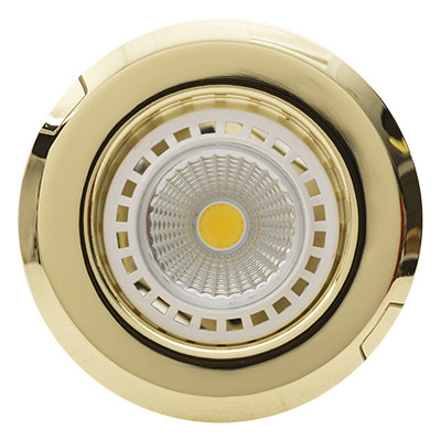 Straight Downlight 85mm Dia Satin Chrome (PP) — shown in polished/brass