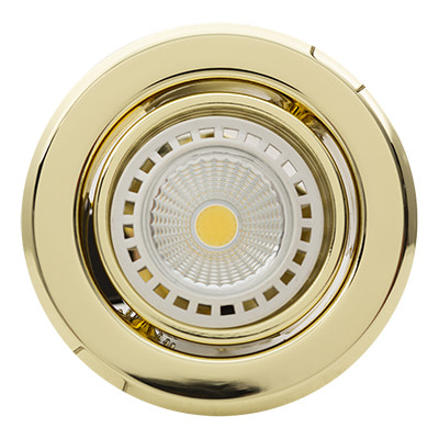Tilt Downlight 94mm Dia Satin Chrome (PP) — shown in polished/brass