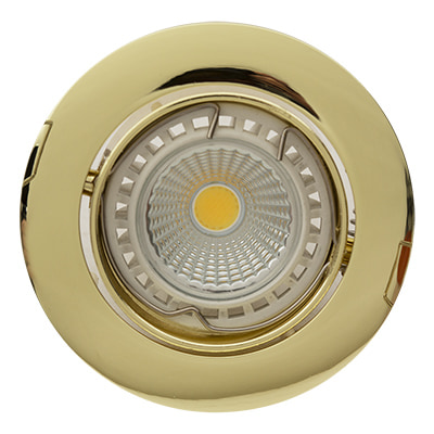 Tilt Curved Rim Downlight 83mm Dia Polished Brass