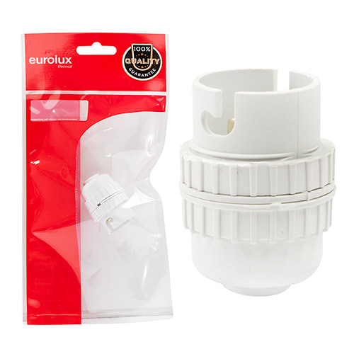 Lampholder B22 Nylon White 10mm H/C & Bag PP