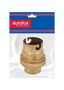 Lampholder B22 Brass 20mm Back Entry Header Card & Bag PP