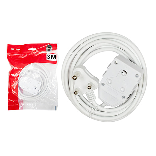 Extension Cord White 1.00mm 3M 10A Back to Back Janus Coupler