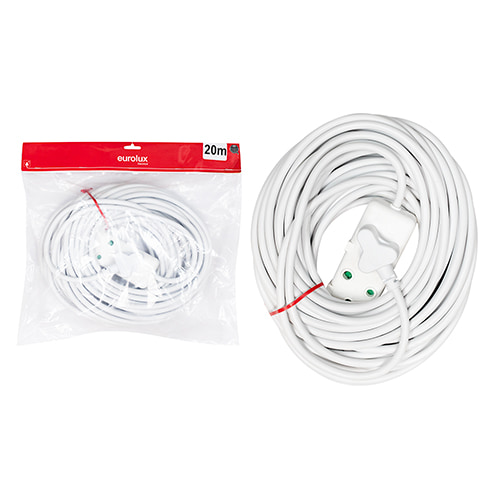 Extension Cord 1.50mm 20M 16A White Side by Side Coupler