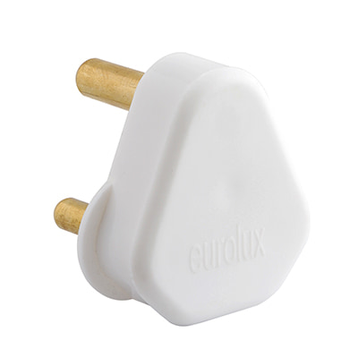Plug Top White Nylon 16A 3 Pin Solid Pin