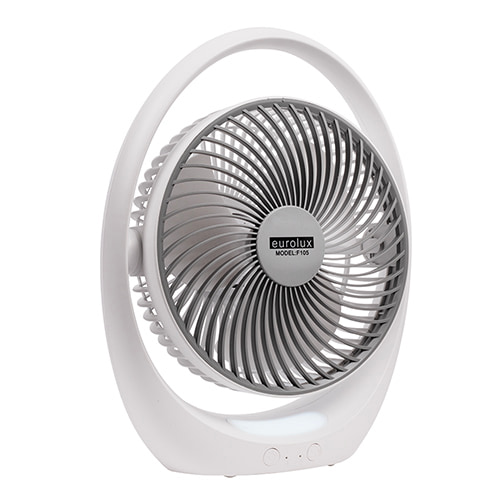 Rechargeable LED Table Fan White & Grey