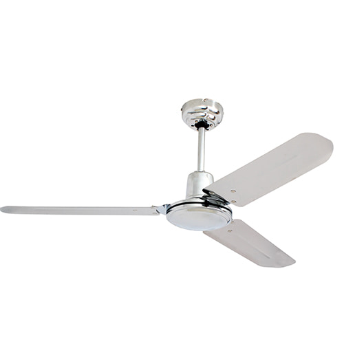 Industrial Ceiling Fan 3 Blades Black Motor Power 60W — shown in chrome