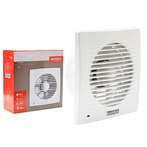 Extractor Square Wall Fan 210mm White Motor Power 25W