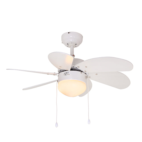 Turbo Swirl Ceiling Fan 6 Blades Black Motor Power 50W — shown in white
