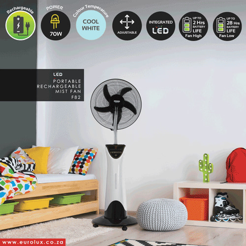 Rechargeable Portable Mist Fan LED Emergency Light Motor Power 80W, view 2