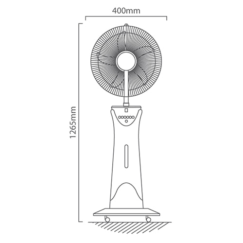 Rechargeable Portable Mist Fan LED Emergency Light Motor Power 80W, Dimension drawing (CAD)