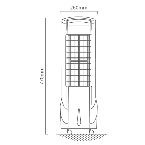 Rechargeable Portable Air Cooler Fan Motor Power 60W, Dimension drawing (CAD)