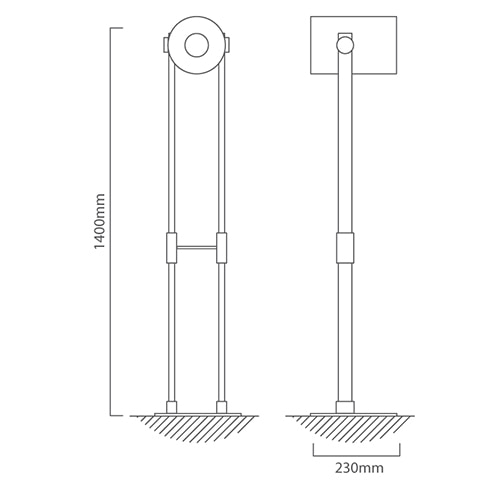 Hornwood Floor Light Black & Wood, Dimension drawing (CAD)