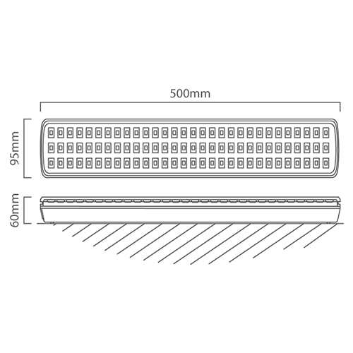Rechargeable LED Emergency Light 90 LED, Dimension drawing (CAD)