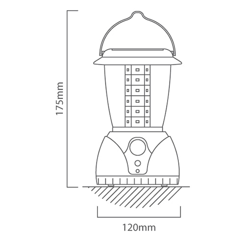 Rechargeable Solar LED Lantern 120mm Red, Dimension drawing (CAD)