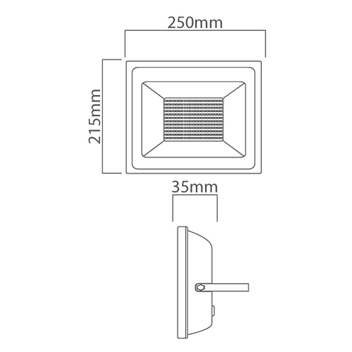LED 100W Floodlight Black 4000K Box, Dimension drawing (CAD)