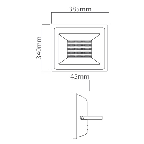 LED 200W Floodlight Black 4000K Box, Dimension drawing (CAD)