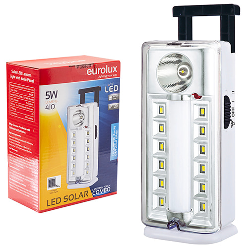 Rechargeable LED 5W Emergency Light White & Solar Panel