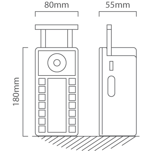Rechargeable LED 5W Emergency Light White & Solar Panel, Dimension drawing (CAD)