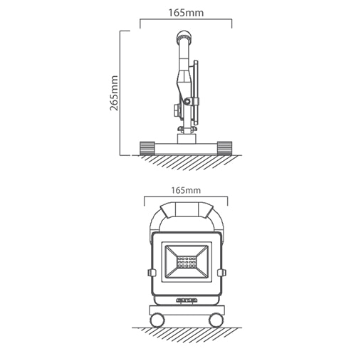 Worklight LED 20W with H Stand 4000K, Dimension drawing (CAD)