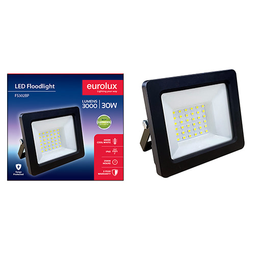 LED 30W Floodlight Black 4000K No Sensor Box
