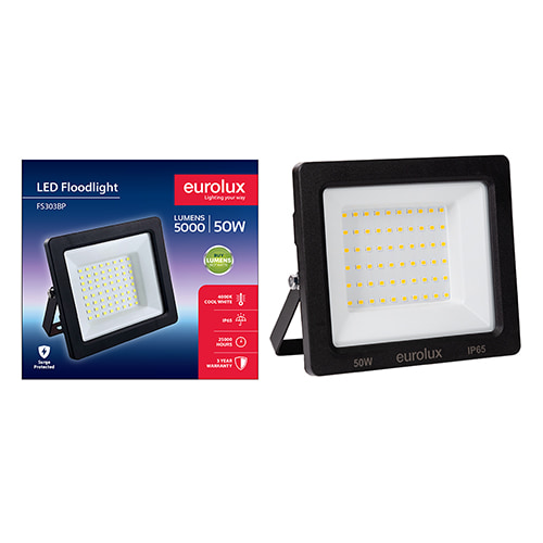 LED 50W Floodlight Black 4000K No Sensor Box