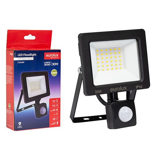 LED 30W Floodlight Black 4000K with Sensor Box