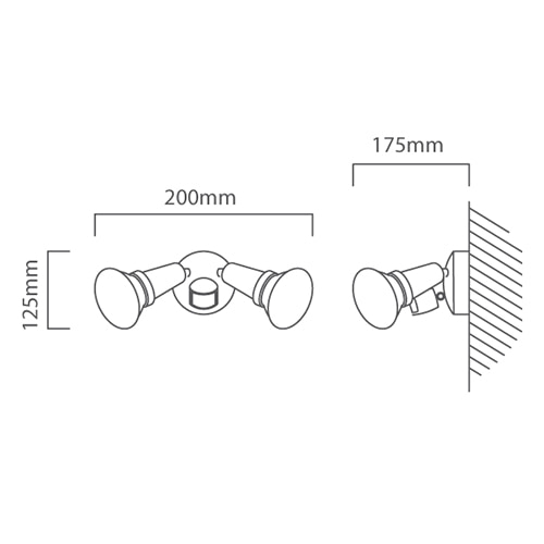PAR38 2LT Security Light Black, Dimension drawing (CAD)