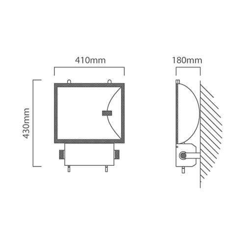 HPS or MH 400W Floodlight Black, Dimension drawing (CAD)