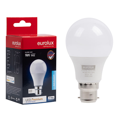 A60 Premium 9W LED B22 6500K 105 lm/W