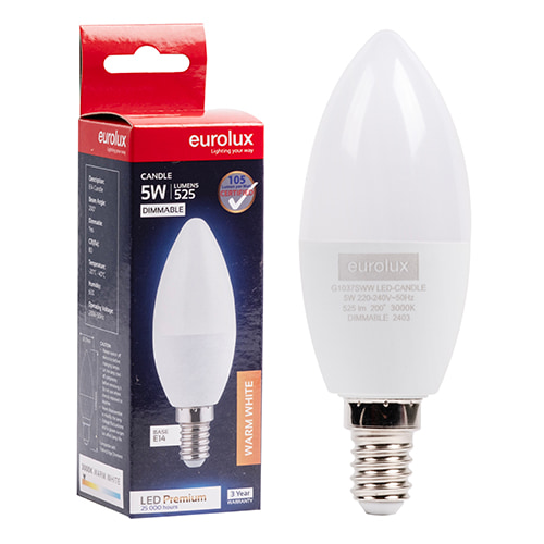 Candle Premium 5W LED E14 3000K Dimmable 105 lm/W