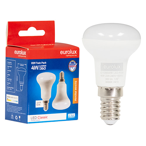 Reflector R39 Classic 4W LED E14 3000K Twin Pack Box N