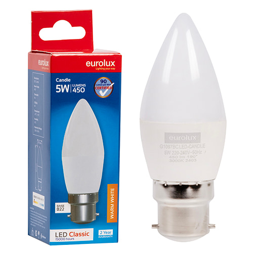 Candle Classic 5W LED B22 3000K Single Box N