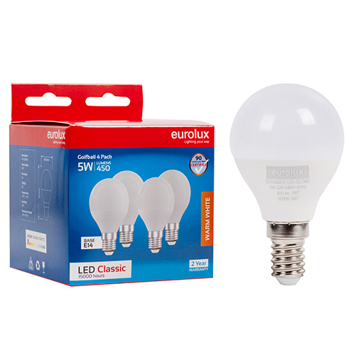 Golfball Classic 5W LED E14 3000K 4 Pack N