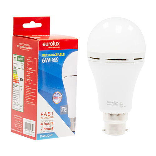 Rechargeable Fast Charging Lamp 6W LED B22 6500K