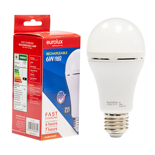 Rechargeable Fast Charging Lamp 6W LED E27 3000K