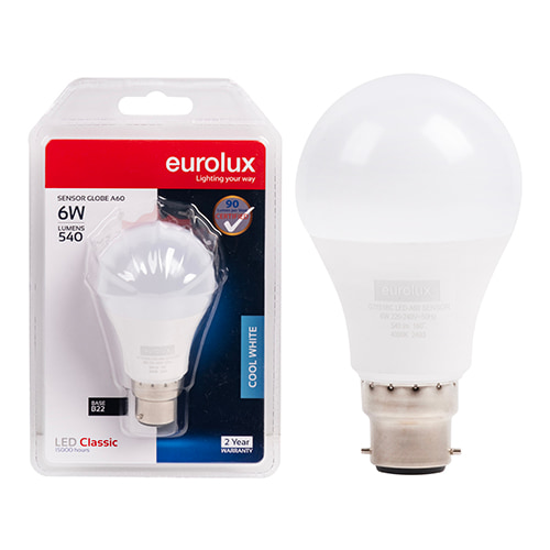A60 Classic Day/Night Sensor 6W LED B22 4000K 105 lm/W