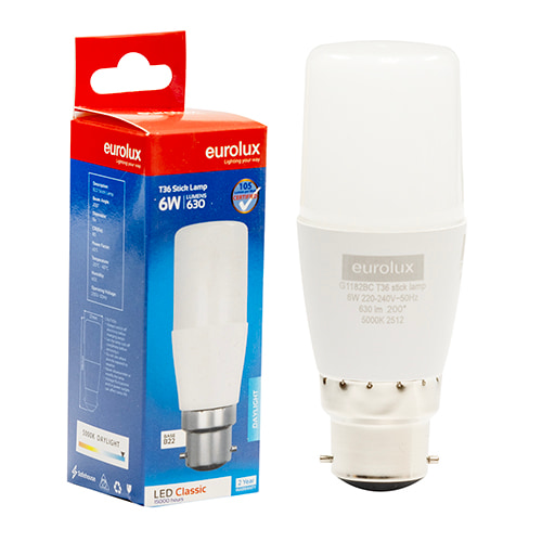 Stick Lamp T36 6W LED B22 5000K 105 lm/W