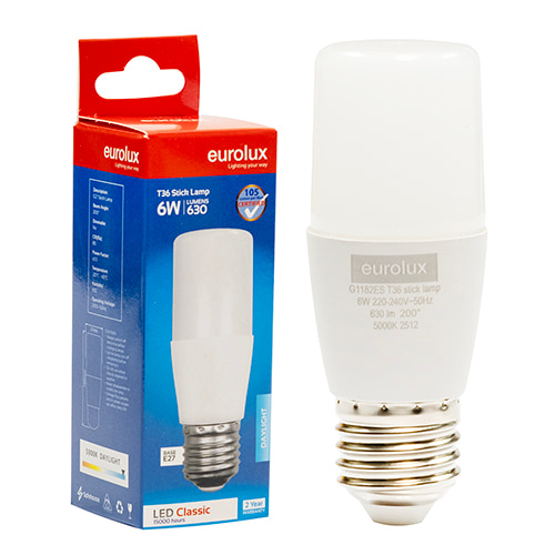 Stick Lamp T36 6W LED E27 5000K 105 lm/W