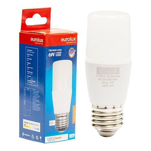 Stick Lamp T36 6W LED E27 3000K 105 lm/W