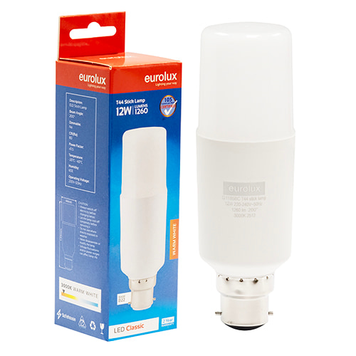 Stick Lamp T44 12W LED B22 3000K 105 lm/W