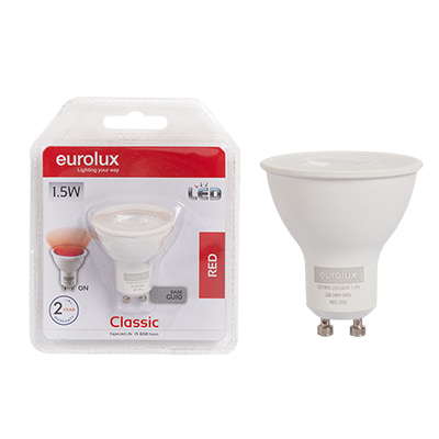 GU10 Coloured Classic 1.5W LED Red Blister