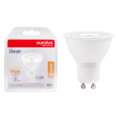 GU10 Coloured Classic 1.5W LED Yellow Blister