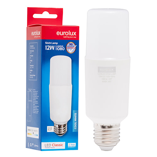 Stick Lamp 12W LED E27 4000K 110V 105 lm/W