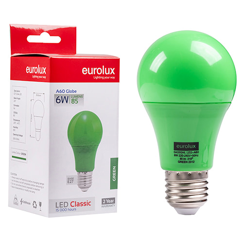 A60 Coloured Classic 6W LED E27 Green