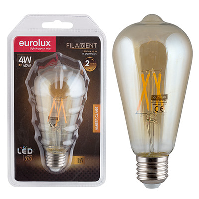 Pear Nipple Filament Amber 4W LED E27 2700K 105 lm/W