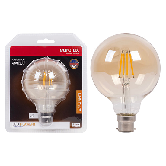 Maxi Globe G95 Filament Amber 4W B22 2700K 105 lm/W