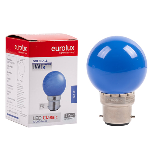 Golfball Coloured Classic 1W LED B22 Blue