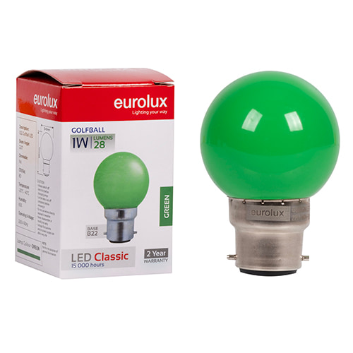 Golfball Coloured Classic 1W LED B22 Green