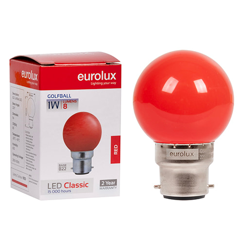 Golfball Coloured Classic 1W LED B22 Red